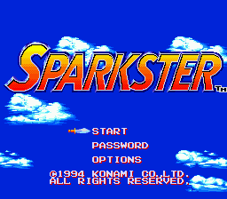 Sparkster (Europe) Title Screen